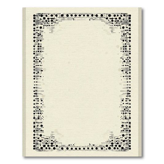 Black Dot Border Abstract Rectangle Rug