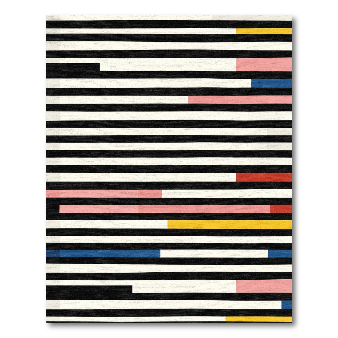 Bold Black White Stripe Color Block Rug
