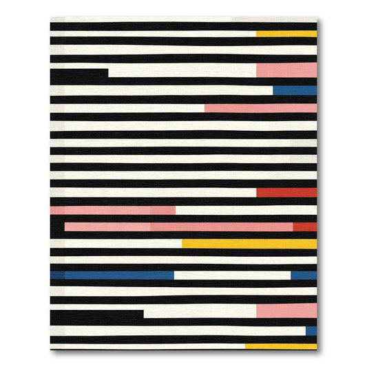 Bold Black White Stripe Color Block Rug