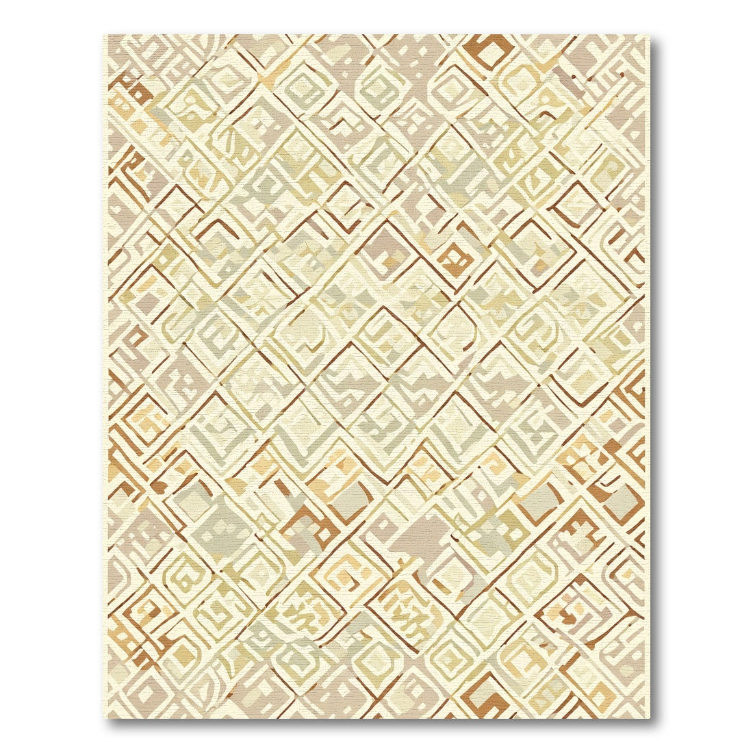 Earthy Geometric Diamond Lattice Rug