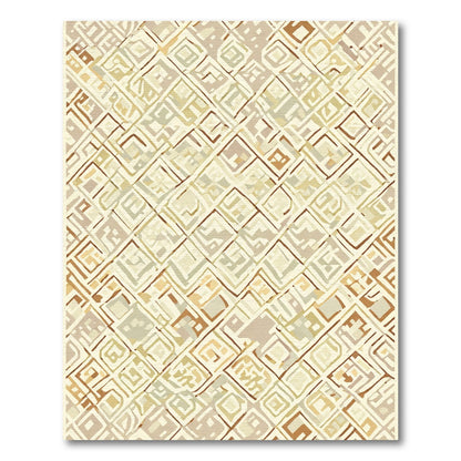 Earthy Geometric Diamond Lattice Rug
