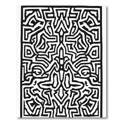 Bold Black Optical Illusion Line Rug
