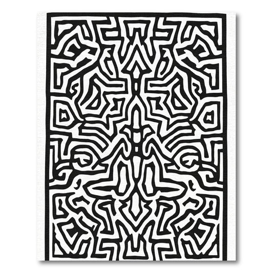 Bold Black Optical Illusion Line Rug