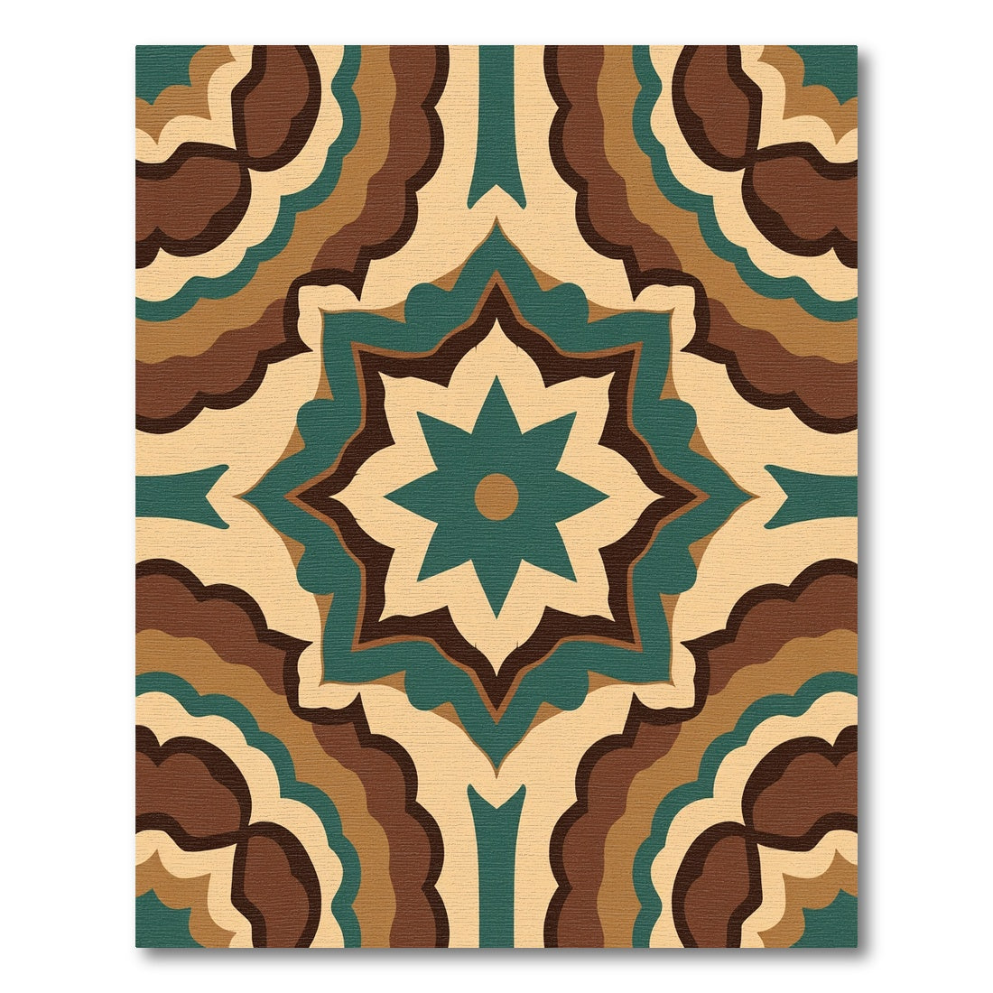 Deep Teal Swirling Starburst Rug