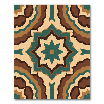 Deep Teal Swirling Starburst Rug