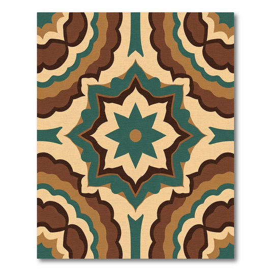Deep Teal Swirling Starburst Rug