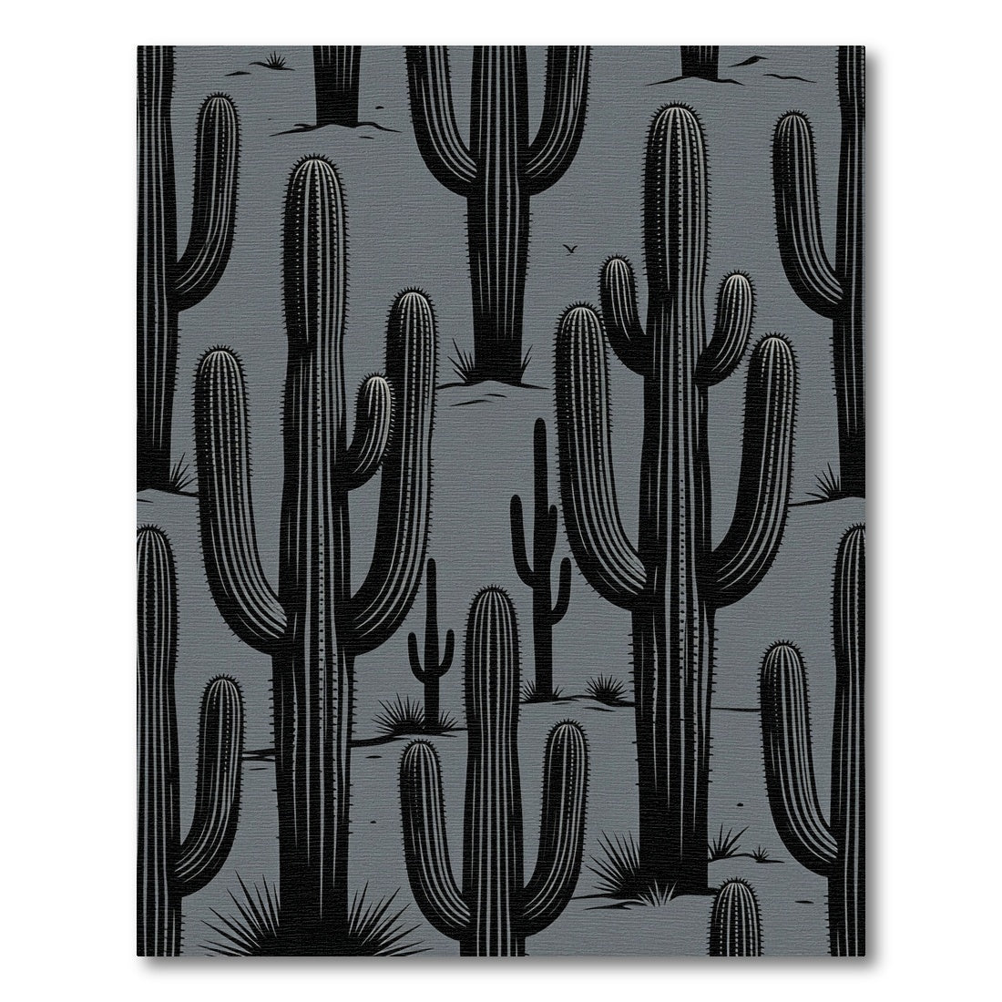 Monochromatic Desert Cactus Landscape Rug