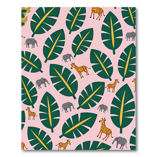 Tropical Elephants And Zebras Pink Rug
