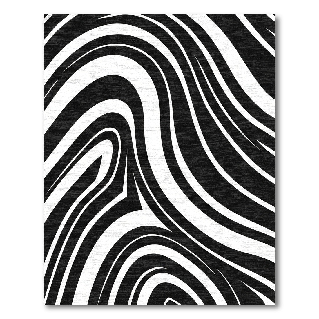 Bold Black White Swirl Curve Rug