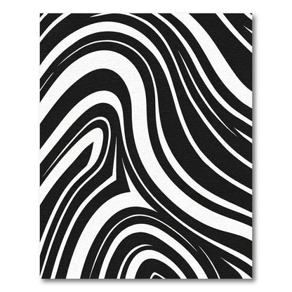 Bold Black White Swirl Curve Rug