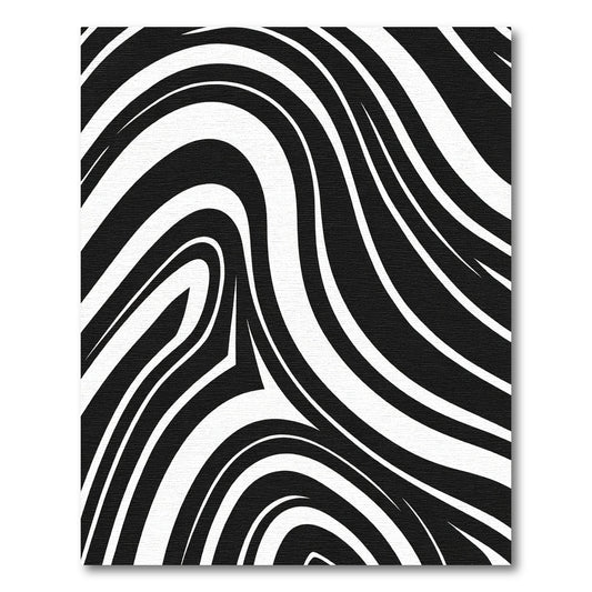 Bold Black White Swirl Curve Rug