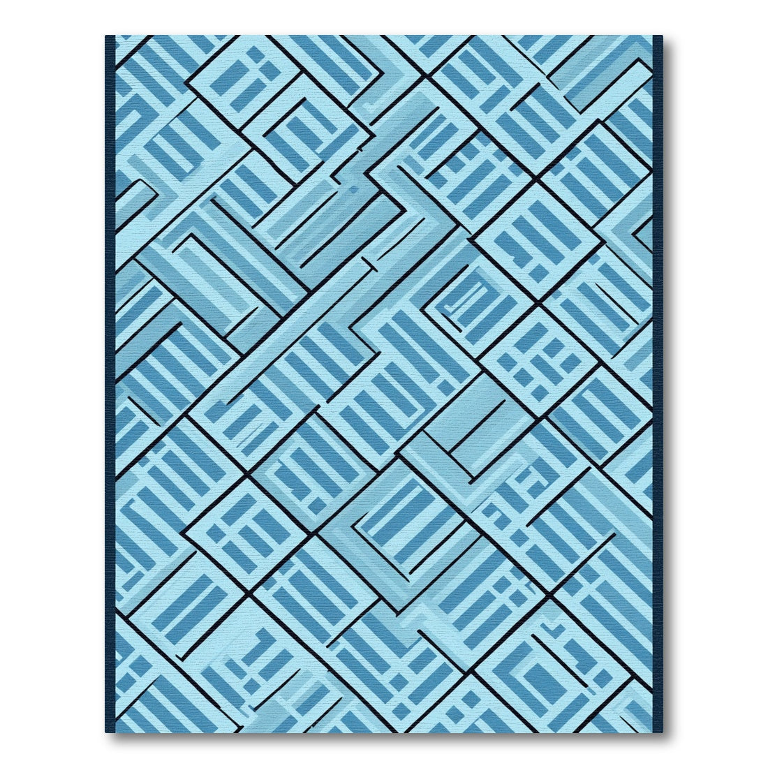Shades Of Blue Geometric Labyrinth Rug