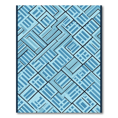 Shades Of Blue Geometric Labyrinth Rug
