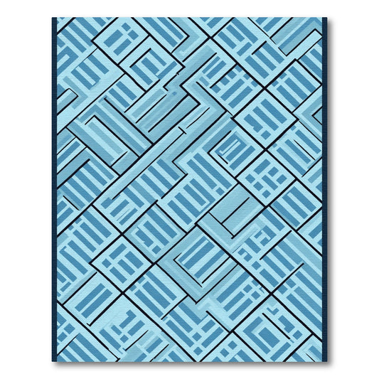 Shades Of Blue Geometric Labyrinth Rug