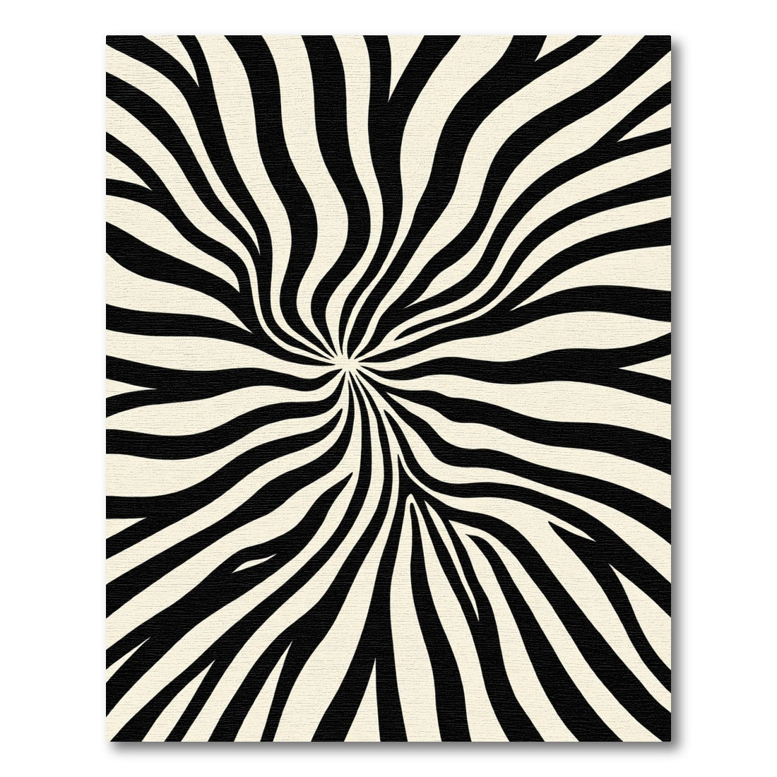 Black White Radial Stripe Swirl Rug