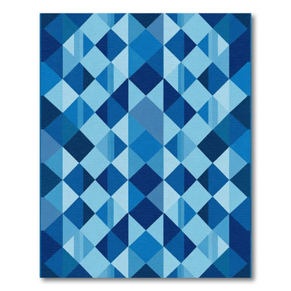 Deep Blue Geometric Diamond Tessellation Rug