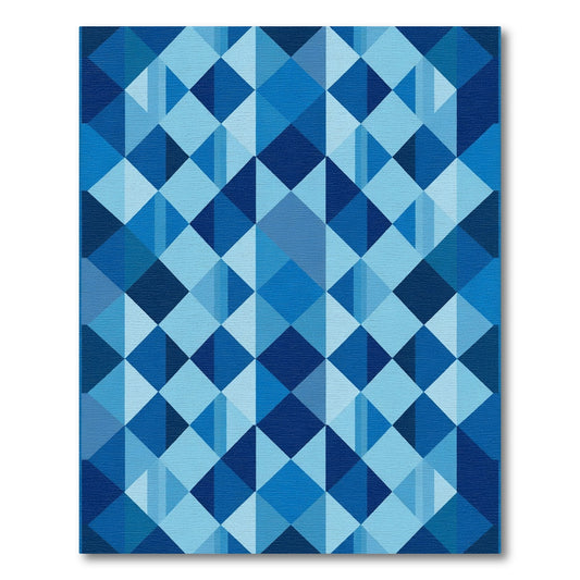 Deep Blue Geometric Diamond Tessellation Rug