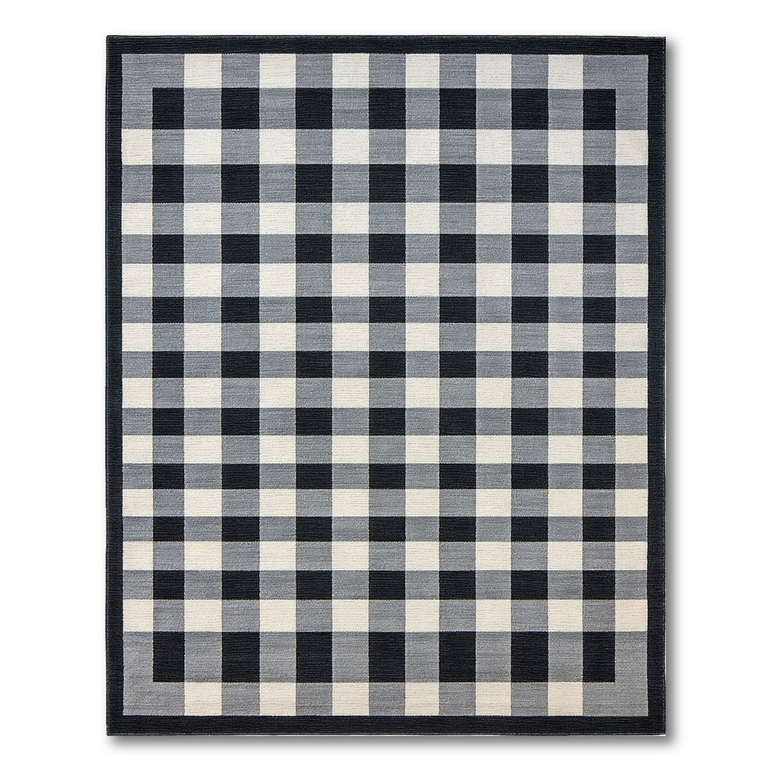 Black White Checkered Geometric No. 15 Area Rug