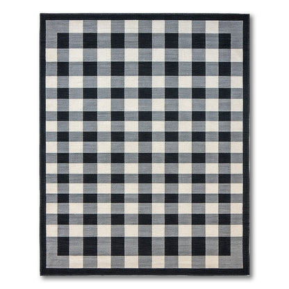 Black White Checkered Geometric No. 15 Area Rug