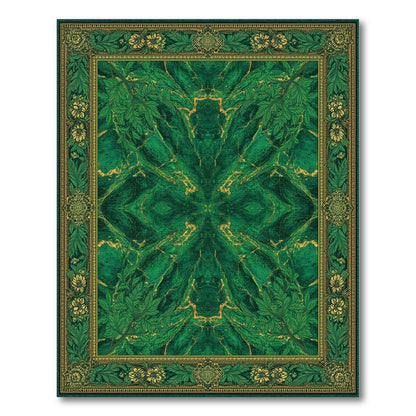 Emerald Green Floral Vintage Area Rug