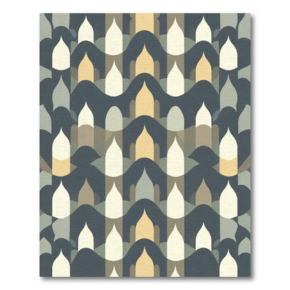 Abstract Golden Umber Wave Arch Rug