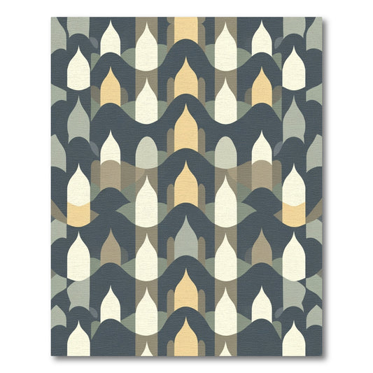 Abstract Golden Umber Wave Arch Rug