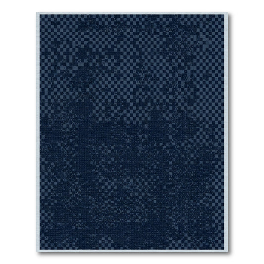 Deep Blue Checkerboard Gradient Rug
