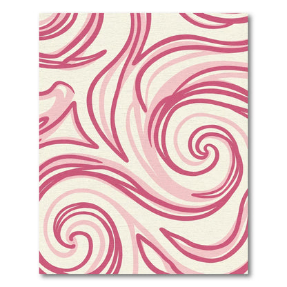 Crimson Rose Swirls Abstract Rug