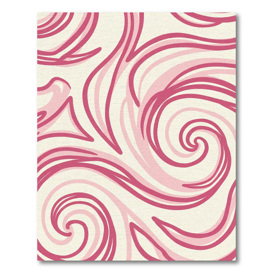 Crimson Rose Swirls Abstract Rug