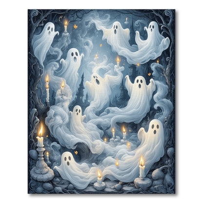 Ghostly Candlelight Spirits Washable Area Rug