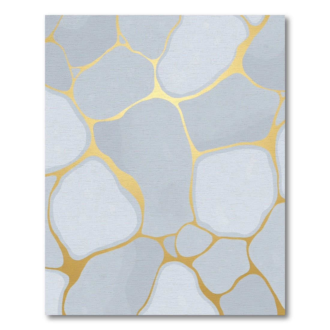 Modern Grey Gold Cracked Stone Rug