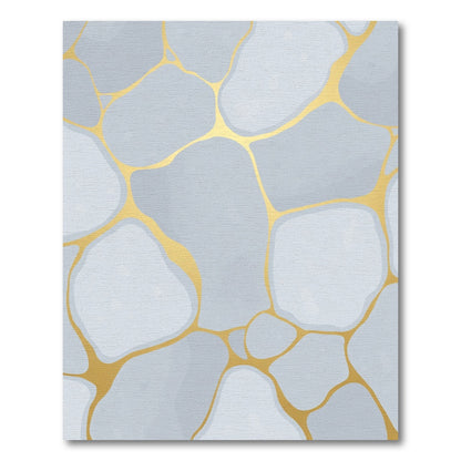 Modern Grey Gold Cracked Stone Rug