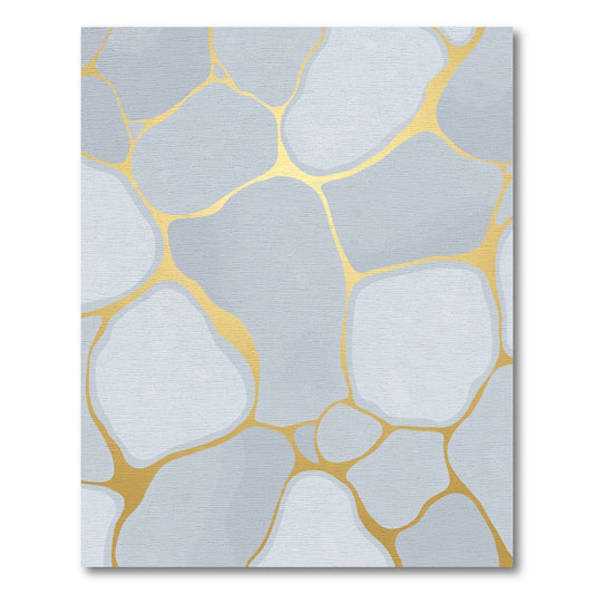 Modern Grey Gold Cracked Stone Rug