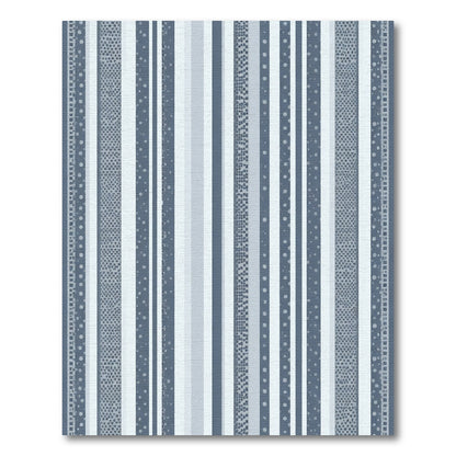 Serene Blue Striped Collage Rug