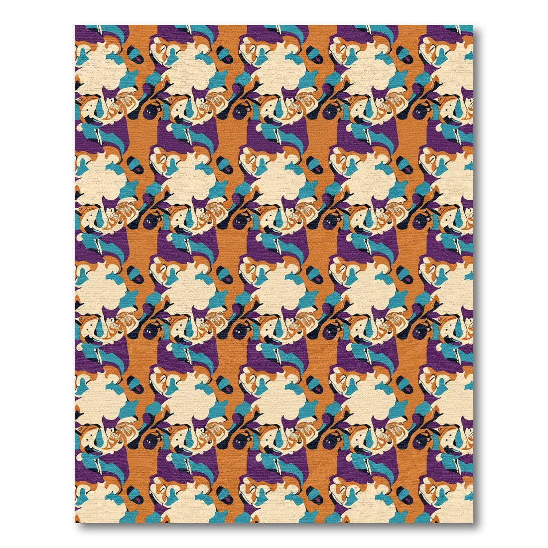 Orange Teal Purple Abstract Blended Forms Rug