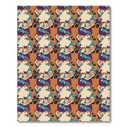 Orange Teal Purple Abstract Blended Forms Rug