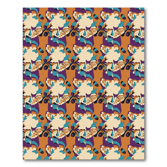 Orange Teal Purple Abstract Blended Forms Rug