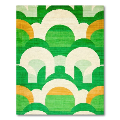 Green Geometric Arch Area Rug