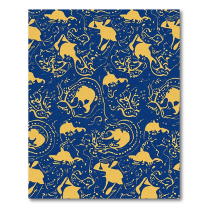 Royal Blue Yellow Marine Swirl Composition Rug