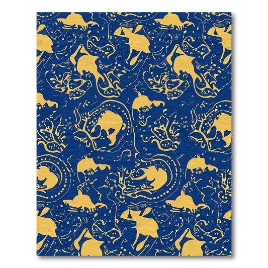 Royal Blue Yellow Marine Swirl Composition Rug