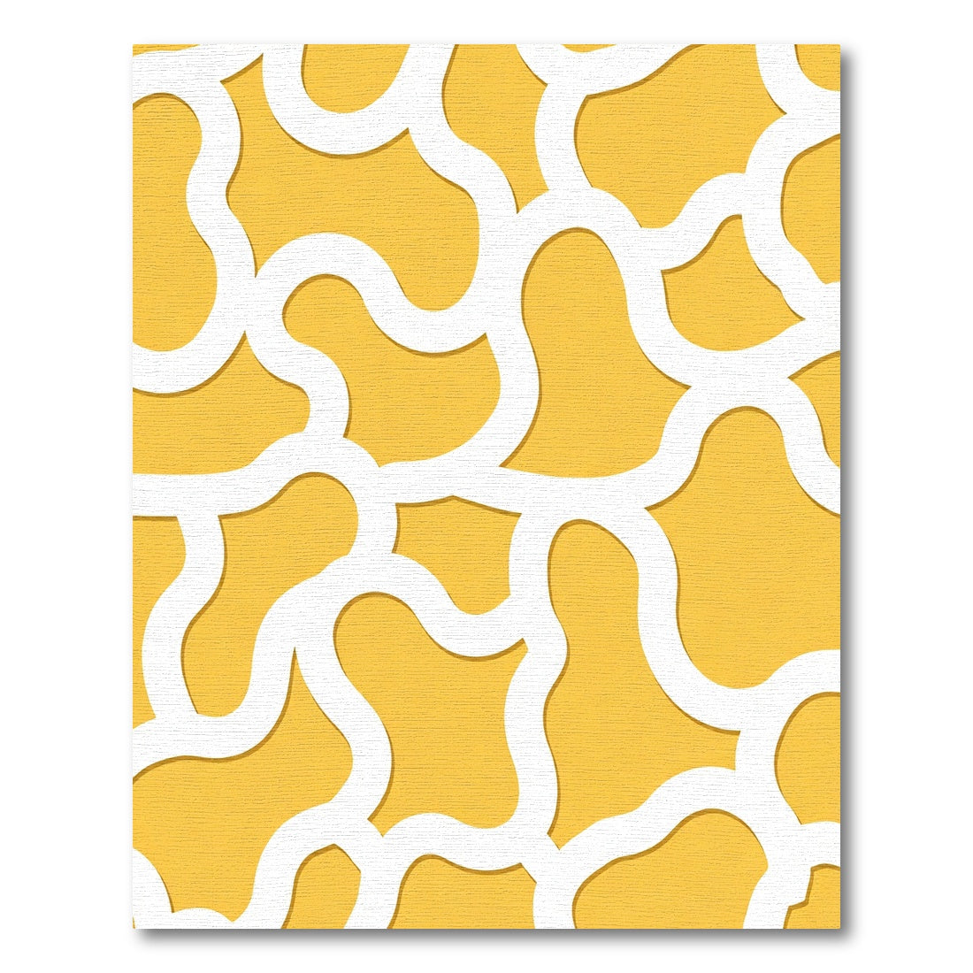 Yellow White Abstract Interlocking Curves Rug