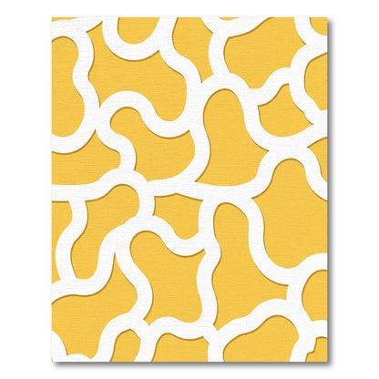 Yellow White Abstract Interlocking Curves Rug