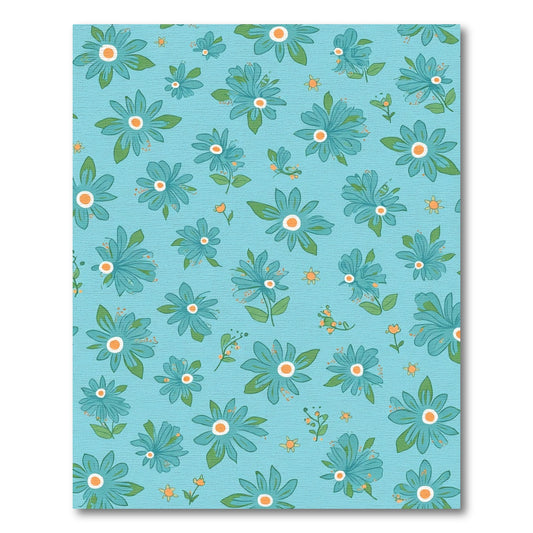 Aqua Blue Daisy Garden Rug