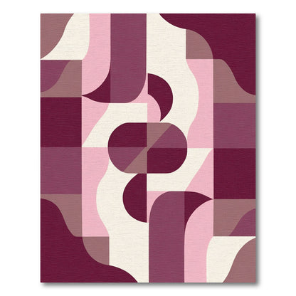 Crimson Rose Abstract Geometric Flow Rug