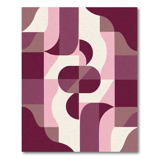 Crimson Rose Abstract Geometric Flow Rug