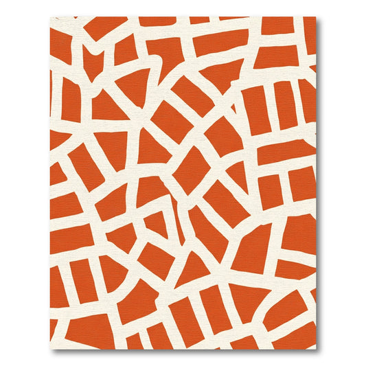 Orange Terracotta Irregular Grid Rug