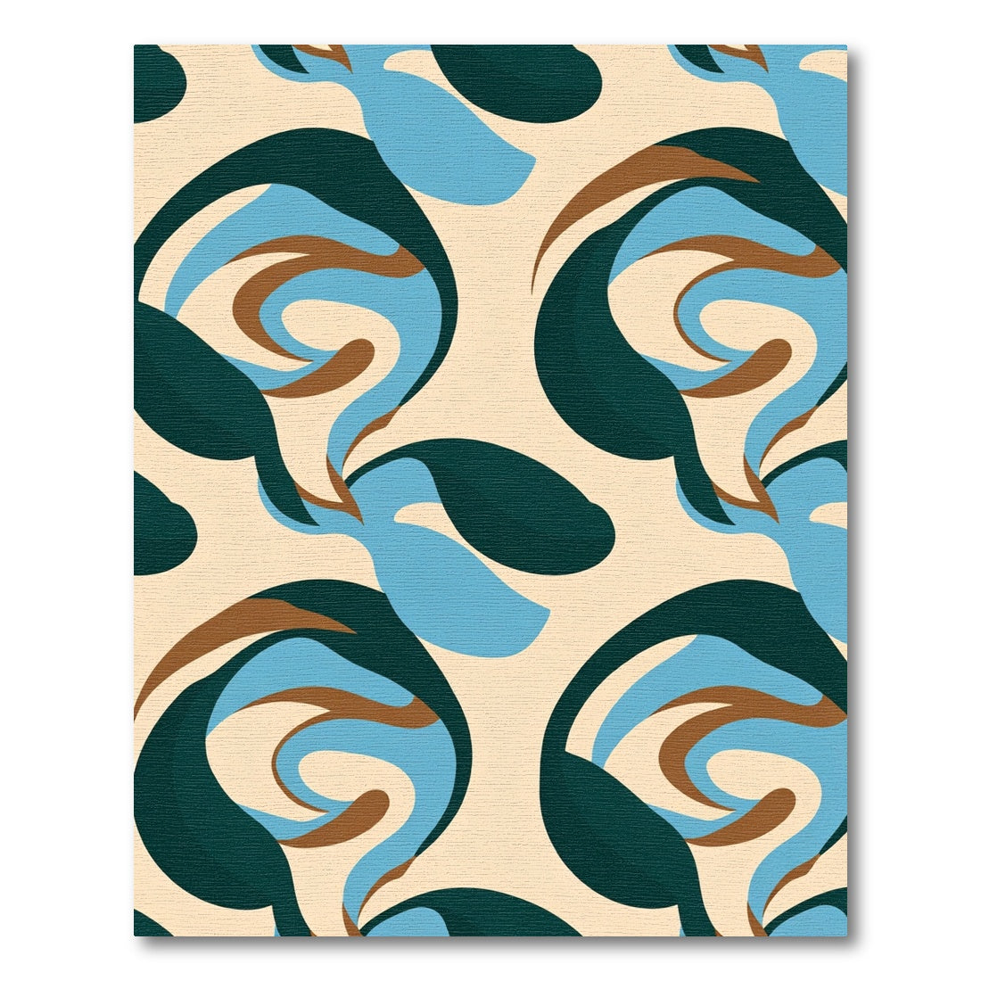 Abstract Teal Brown Swirl Form Rug