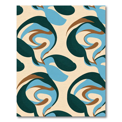 Abstract Teal Brown Swirl Form Rug