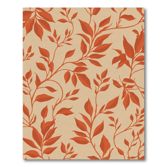 Burnt Orange Leafy Vine Arrangement Rug