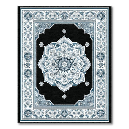 Blue Teal Mandala Traditional Persian Rug